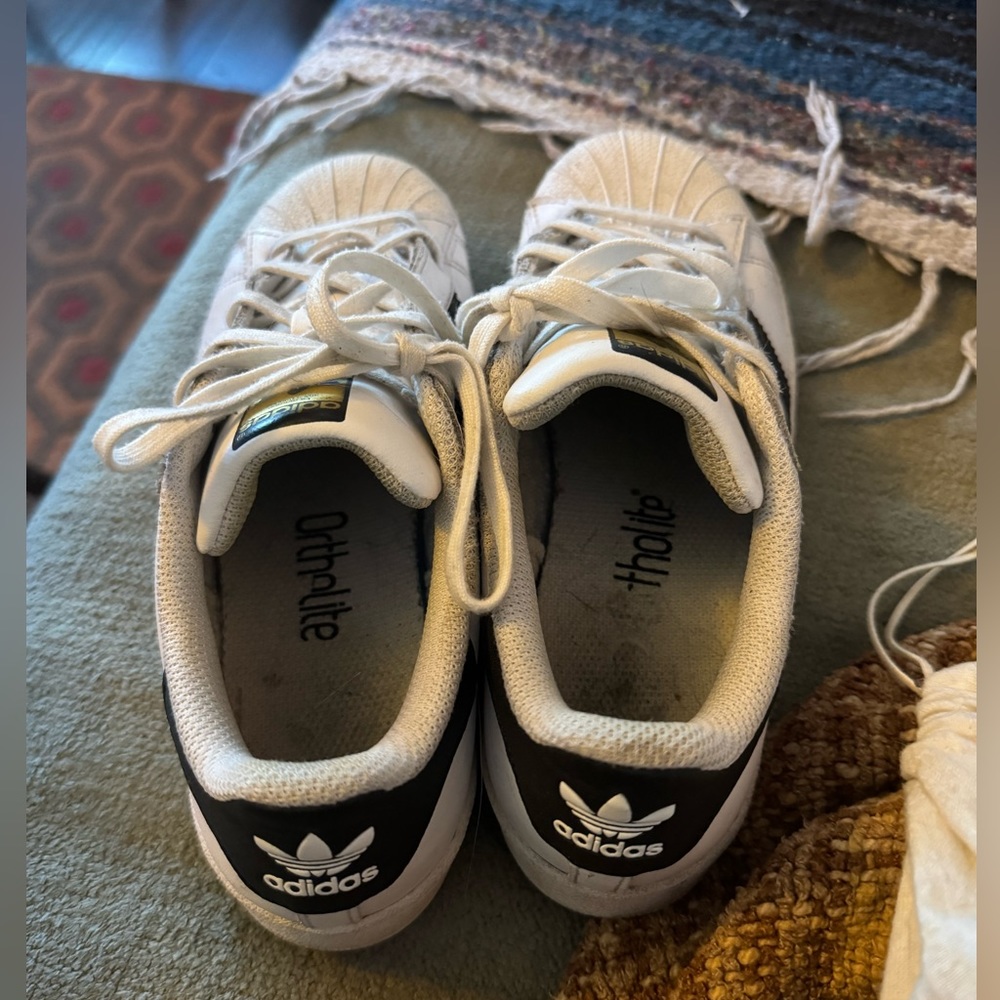 ADIDAS lightly worn original clamshell white black Superstar sneakers 5 in women